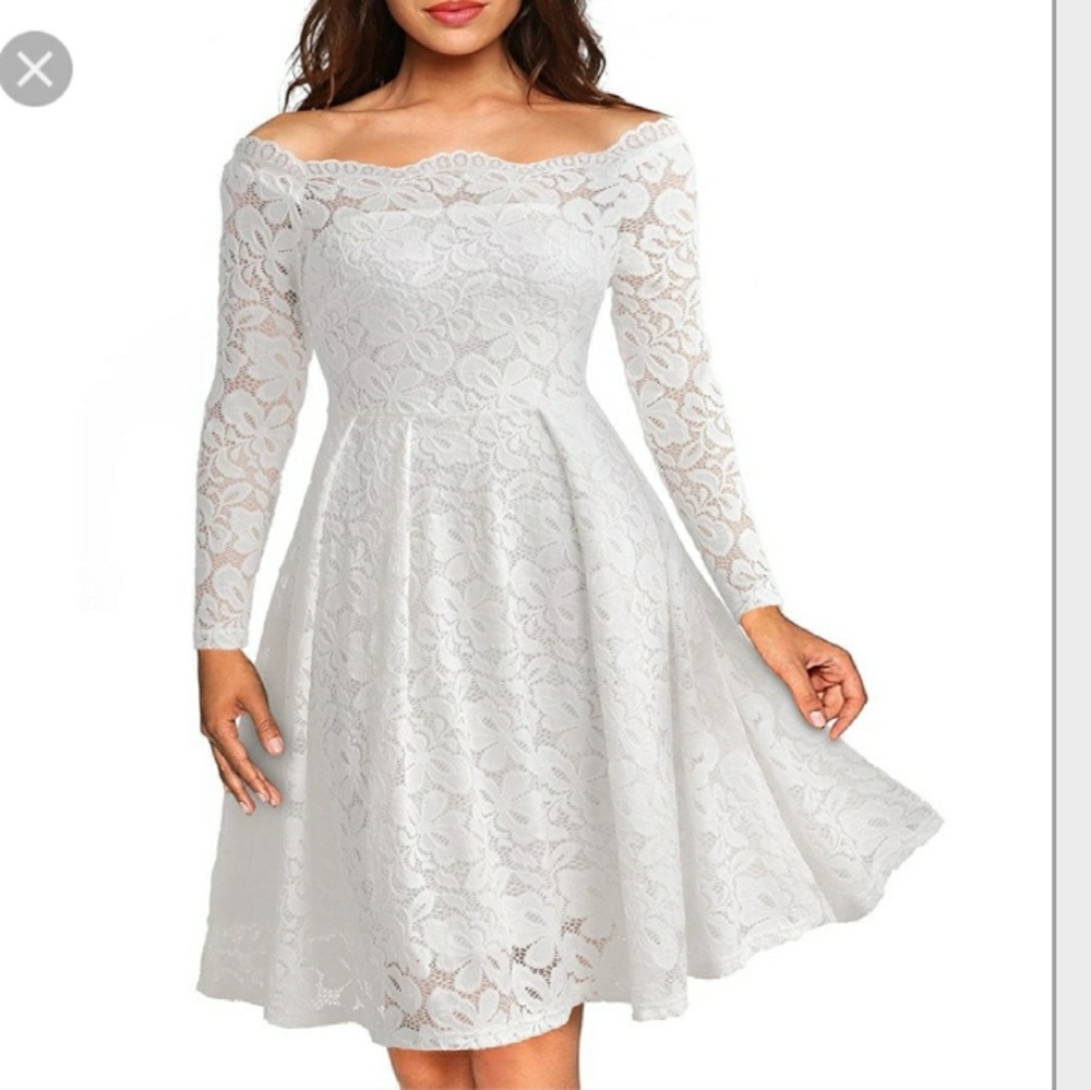 Vintage Lace Women Off Shoulder Long Sleeve Casual